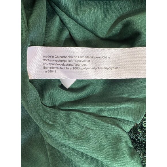 Green Sequin Cowl Neck Dress Size 14 New Holiday Cocktail Party Christmas Event - Picture 6 of 7